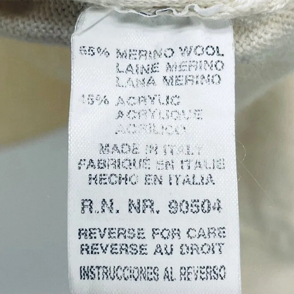 Franco Rossi Sweater Size XL Men’s Merino Wool Blend Long Sleeve Button Cream